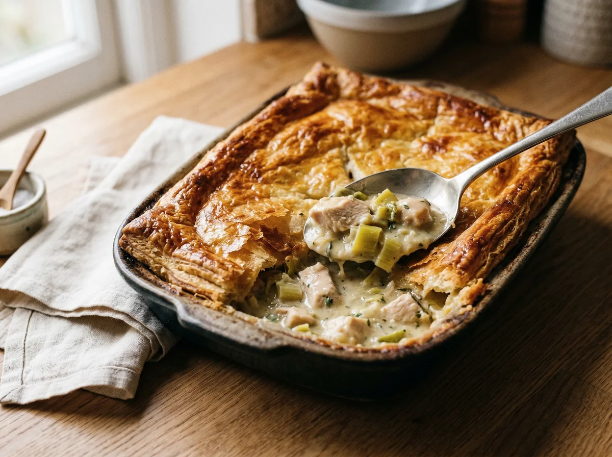 The Ultimate Chicken and Leek Pie with Golden Puff Pastry